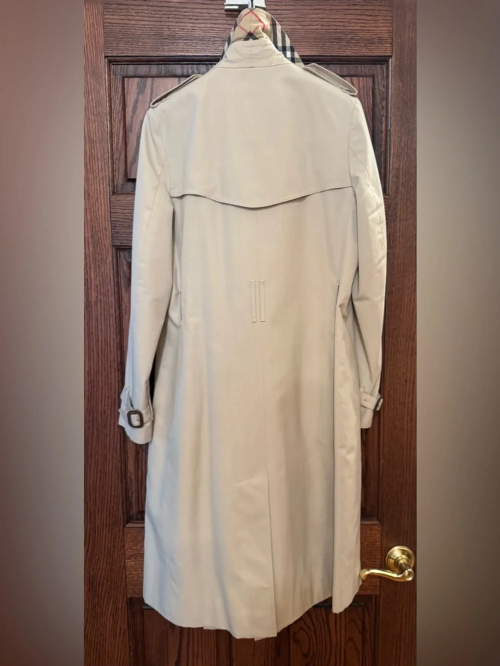 Vintage Burberry Beige Double-Breasted Kensington Trench Coat US Size 8 Slim - Picture 4 of 16